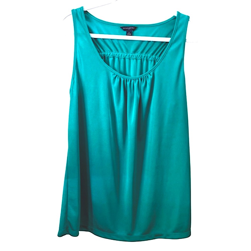 Banana Republic emerald green sleeveless‎ drapey tank shell with stretch XL